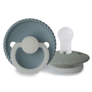 FRIGG Rope - Round Silicone 2-Pack Pacifiers - Stone Blue Night/Sage Night - Size 1